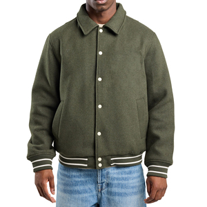 Nouvelle couleur violette hommes hiver varsity veste laine toile manches longues col montant avant Logo séchage rapide antibactérien OEM - Product Image 1