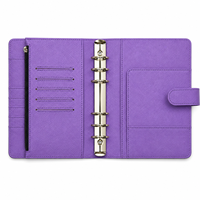Nueva Funda de Cuero para Agenda de Anillas A6 con 6 Anillas, Estilo Cartera, Color Gris Pizarra Claro, con Bolsillo para Objetos Pequeños