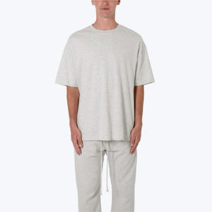 T-shirt en coton gris uni surdimensionné pour homme, manches courtes, col rond, coupe décontractée - Product Image 2