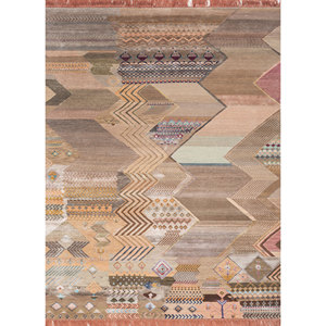 Alfombras Anudadas a Mano de Lana y Seda de Bambú con Patrón Geométrico Manchaha, Color Rosa y Morado para Uso Doméstico-Les-2051 - Product Image 1