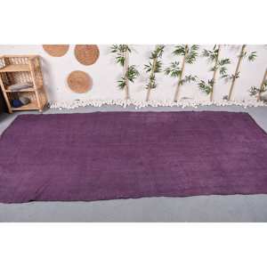 Alfombra turca Vintage moderna de 5,4x10,5 pies, diseño de retazos de lana hecho a mano púrpura para respaldo de látex de entrada rectangular grande - Product Image 1