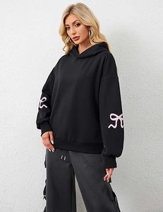 Sudaderas con capucha con estampado de lazo de gran tamaño para mujer, suéter gráfico informal de lana de manga larga, sudaderas con capucha de otoño a la moda, Top 2025 - Product Image 5