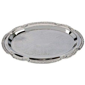 Bandeja Ovalada Plateada Creativa de Alta Calidad al por Mayor, Plato Decorativo de Metal Grabado para Servir Alimentos y Decoración del Hogar en Oferta - Product Image 1