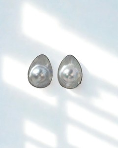 HKJA Sterling Silver White Gold Plated Blister Pearl Teardrop Stud Earrings Minimalist Fine Jewelry for Women - Product Image 2