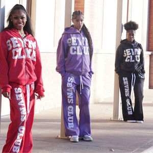 Ensemble sweat à capuche et pantalon de survêtement unisexe personnalisé Streetwear respirant pantalon de jogging multicolore à la chaleur hivernale lourde - Product Image 1