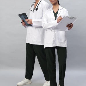 Bata de laboratorio química de algodón blanco unisex ropa protectora de manga larga con botones, bolsillos para médicos y enfermeras - Product Image 6