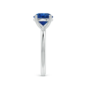 Anillo de Compromiso Solitario de Oro Sólido de 14K con Zafiro Azul Natural de Corte Redondo de 1 Quilate y 6MM, con Puntas en Forma de Corazón, Joyería Fina - Product Image 4