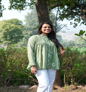 Haut pour femme en coton 100% à volants superposés à motifs floraux, coupe moderne, léger, écologique, lavable, vêtement décontracté - Product Image 2