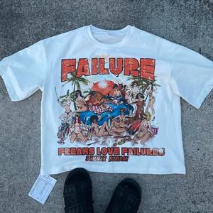 Fabricado en fábrica de alta calidad 100% algodón logotipo personalizado serigrafiado 250 GSM Crop Boxy Fit camiseta - Product Image 4