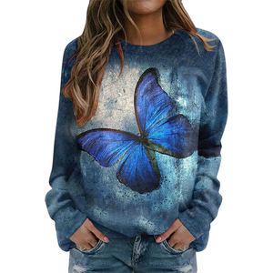 Sweat à col rond surdimensionné pour femmes imprimé personnalisé 100% coton Polyester pull nouvelle saison automne sweat tricoté - Product Image 5