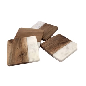 Sous-verres de thé en marbre de forme carrée de qualité durable marbre avec sous-verres décoratifs en bois de conception simple à un prix abordable - Product Image 1