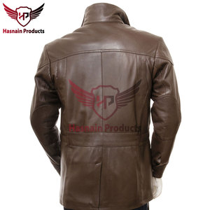 Chaqueta de cuero marrón para hombre: adornos de logotipo personalizados para mayoristas de moda personalizados y estilo atemporal - Product Image 6