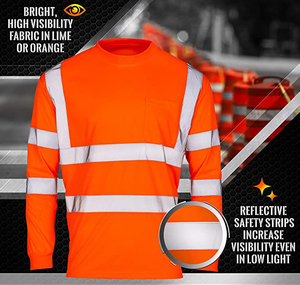 Vente en gros T-shirt haute visibilité Chemise de sécurité à manches longues Vêtements de travail 100% T-shirt de sécurité réfléchissant imperméable en polyester - Product Image 2