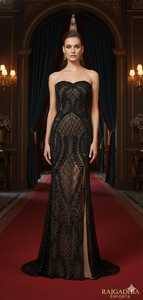 Vestido de Noche Negro de Lujo, Bordado a Mano con Cuentas, Línea A, Cristal 3D, Encaje de Diamantes, Botones, Estilo Imperio, Maxi, Cachemira, Rayón, Lana, Lino - Product Image 4