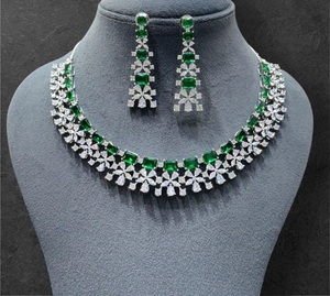 Collier de luxe de haute qualité élégant étincelle Zircon ensemble avec boucles d'oreilles pour mariage fiançailles fête porter pour les femmes - Product Image 4