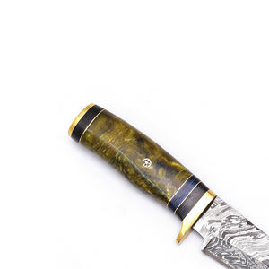 Cuchillo de Caza Hecho a Mano de Acero de Damasco de Grado Industrial con Hoja Recta de Punta Caída, Mango de Madera y Funda de Cuero, Personalizable OEM - Product Image 2