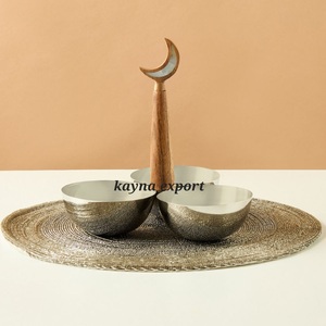 Collection Ramadan, bol à dattes décoratif moderne et écologique, artisanat en aluminium poli, bol de service pour les fêtes - Product Image 2