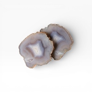 Blue and Cream Agate Stone Coasters with Organic Pattern and <b>Polished</b> Finish for Modern Table Styling - Product Image 4
