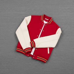 แจ็คเก็ตวาร์ซิตี้ดีไซน์ใหม่ ปักโลโก้ตามสั่ง แจ็คเก็ตวาร์ซิตี้ผู้ชาย แจ็คเก็ตเบสบอลสั่งทำจำนวนมาก พร้อมแขนหนัง - Product Image 5