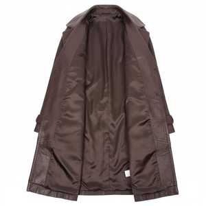 Manteau de voiture en cuir véritable marron foncé pour femmes, veste vintage mi-longue à boutons, veste décontractée pour femmes, coupe ajustée, trench-coat pour la marche - Product Image 4