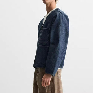 Vestes pour hommes vente en gros veste à col en V personnalisée veste en jean d'extérieur en coton léger denim décontracté OEM ODM 2025 - Product Image 1