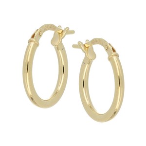 Pendientes de Aro Redondos Pulidos de Alta Calidad Del Pia Srl, Color Amarillo, 10 mm, Chapados en Oro de 18K, Plata de Ley 925, Joyería para Mujer - Product Image 1