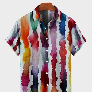 Camiseta de manga corta informal para hombre, blusa de gran tamaño para gimnasio con estampado, a rayas, vintage, para polo - Product Image 2