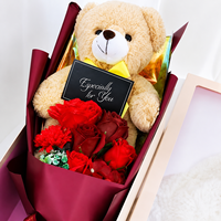 AYOYO Vente en gros de bouquets de fleurs de savon en forme d'ours en peluche pour la Saint-Valentin, à offrir à votre petite amie ou à votre amant