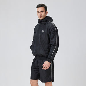 Hommes nouvelle mode Baggy fermeture éclair coupe-vent survêtement ensemble 100% coton hiver Nylon Polyester veste Shorts coupe-vent veste - Product Image 2