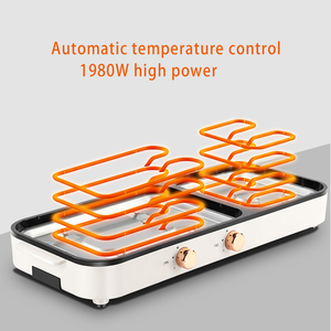 2 in 1 pentola <span class=keywords><strong>elettrica</strong></span> antiaderente interna e piastra per bistecche barbecue senza fumo griglia interna 1980w piastra <span class=keywords><strong>elettrica</strong></span> - Product Image 5