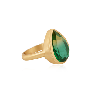 Bio Chrome Diopside Doublet Quartz Gemstone Ring Yellow Gold Plated Fashion Ring Wholesale Brass Ring Jewelry Manufacturer - Product Image 3