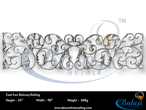 Barandilla Decorativa Real de Hierro Fundido, Gris Natural, 24 Pulgadas de Alto, Resistente a la Intemperie, Duradera, para Balcones, Villas, Hoteles, Venta al por Mayor - Product Image 3