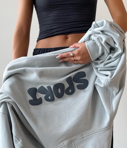 Sudadera con capucha de gran tamaño para mujer de alta calidad, gráfico 3D para estampado abullonado, sudadera en blanco sólido de algodón para invierno, personalizable - Product Image 4