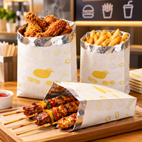 Sacs en papier pour barbecue doublés de papier aluminium imprimés sur mesure, sacs d'emballage jetables pour livraison de repas à emporter pour brochettes de barbecue
