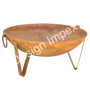 Brasero de Hierro Fundido Rústico con Soporte, Brasero de Jardín para Montar en el Suelo, Brasero Antiguo para Leña, Calefacción y Cocina al Aire Libre - Product Image 3