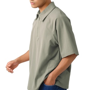 Polo ample personnalisé de haute qualité, décontracté, rayé, tricoté, pour homme, bleu ciel, manches courtes 2026 - Product Image 3
