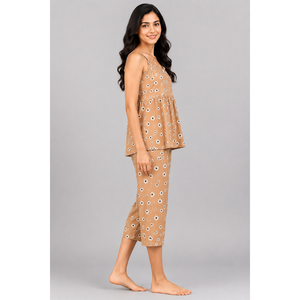 Evolove X Venus Women's Premium Soft Rayon Slub Capri Set-<b>Cherry</b> Print Half Sleeve <b>Top</b> & Capri Bottom 3XL - Product Image 3