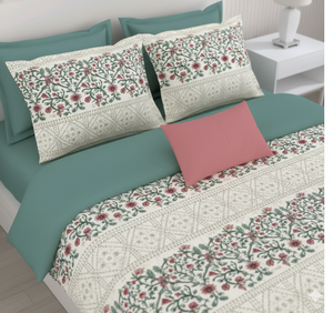 Ensemble de literie King Size en coton biologique premium imperméable uni imprimé 500TC ultra-doux avec 2 taies d'oreiller pour la maison et l'hôtel - Product Image 2