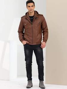 Chaqueta de Cuero Genuino para Hombre, Corte Ajustado, Cierre Frontal, Estilo Casual, Ropa de Motociclista, Chaqueta de Cuero Genuino de Primera Calidad al por Mayor - Product Image 3