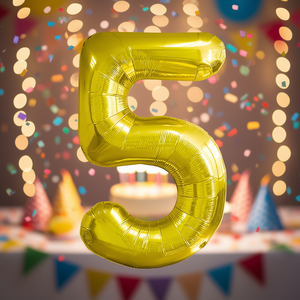 Gold Number <b>5</b> <b>Balloon</b> 45cm Foil Party Decoration - Product Image 3