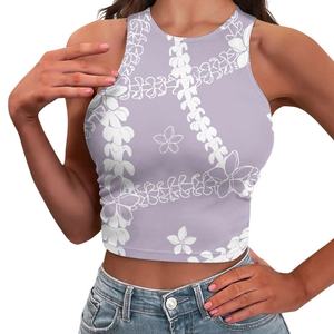 Custom Logo Summer Women's <b>Short</b> Sweet Crop Tank <b>Top</b> Spandex/Polyester <b>Sleeveless</b> Racerback - Product Image 5