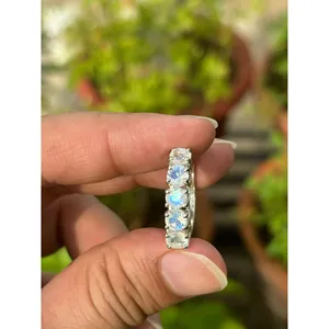 Five Round Moonstone <b>Ring</b> <b>925</b> Sterling <b>Silver</b> Handmade Gemstone <b>Ring</b> Wholesale Jewelry Supplier - Product Image 2
