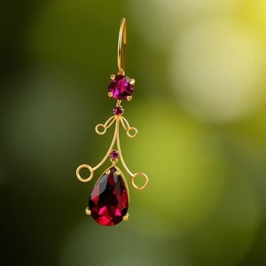 Boucles d'oreilles en argent sterling plaqué or 18 carats Boucles d'oreilles grenat tempérament simple respectueuses de l'environnement - Product Image 4