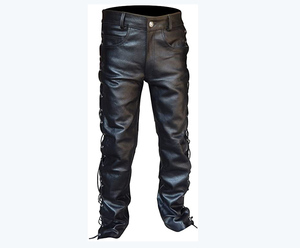 Pantalones de cuero de los hombres de moda Slim & Soft PU Pantalones rectos Cintura alta Estilo casual Servicio OEM disponible - Product Image 1