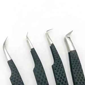 Pinces à épiler en acier inoxydable de haute précision à pointe dentelée antistatique de 10 mm de longueur, pointe en fibre, 45/75/90 degrés, pinces à épiler privées - Product Image 4