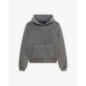 Sweat à capuche unisexe de grande taille 500 Gsm Acid Wash Fleece Heavyweight Logo personnalisé 3d Embossed 100% Cotton Mens Zip Up Hoodies - Product Image 5