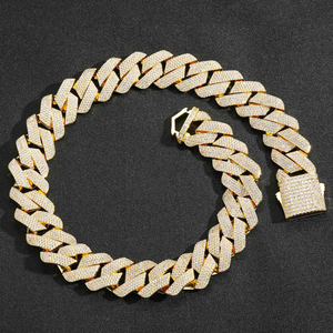 Collar Cubano de Plata de Ley 925 con Cadena de Oro, Certificado IGI, Engaste de Bisel, Moissanita VVS, Regalo - Product Image 2