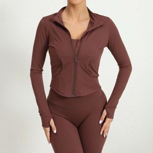 Chaqueta de fitness con cremallera de manga larga ligera transpirable de color sólido para mujer para uso en el gimnasio 1 pieza - Product Image 2
