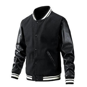 Man <b>Jacket</b> Hot Sale <b>Retro</b> Sleeves Wool <b>Leather</b> Varsity <b>Jacket</b> for Men Letterman <b>Jackets</b> Custom logo Embroidery Hooded Varsity - Product Image 1