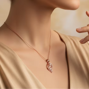 จี้รูปใบไม้สำหรับผู้หญิง ทำจากทอง 14K และเพชรแท้ |   0.03 กะรัต |   เครื่องประดับที่ได้แรงบันดาลใจจากธรรมชาติ, รับสั่งซื้อจำนวนมากและปรับแต่งได้ - Product Image 6